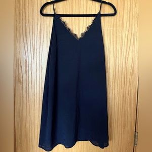 Nordstrom BP Black Slip Dress with Lace Detailing